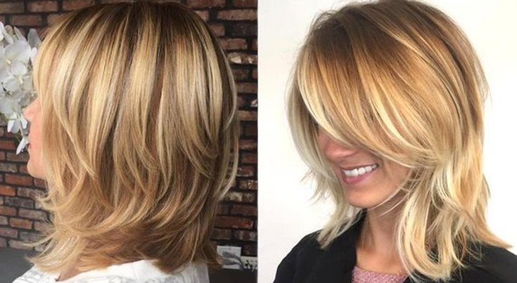 (+165 fotos) Corte de cabelo em cascata dupla para cabelos escuros de comprimento médio