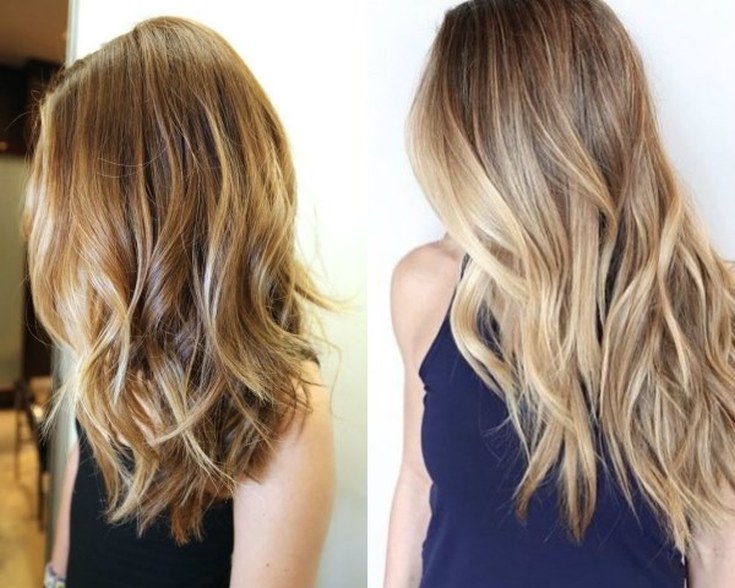 (+201 fotos) Balayage em cabelo castanho claro de comprimento médio