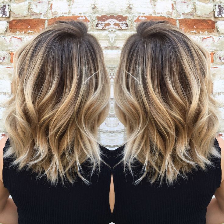 (+201 fotos) Balayage em cabelo castanho claro de comprimento médio