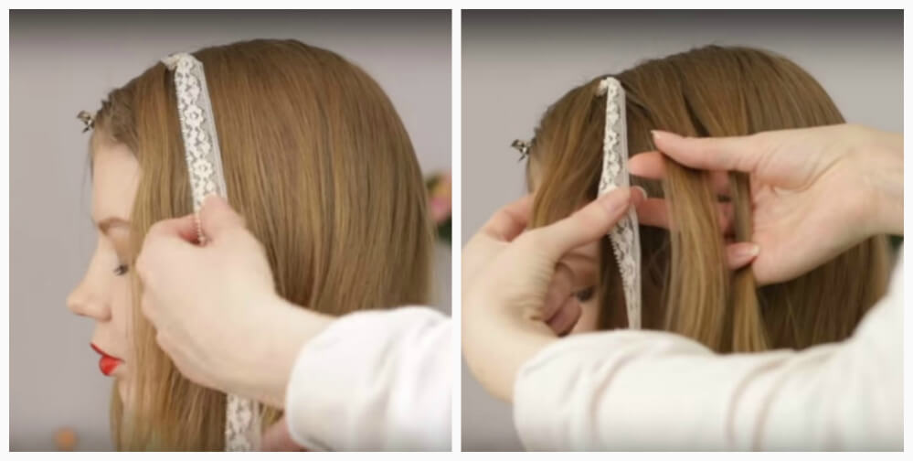 Trança a céu aberto com fita passo a passo