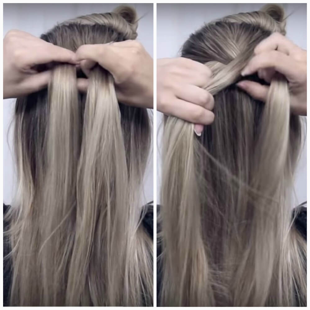  Trança a céu aberto com uma flor passo a passo