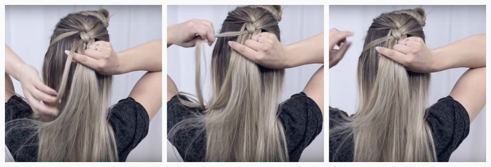  Trança a céu aberto com uma flor passo a passo