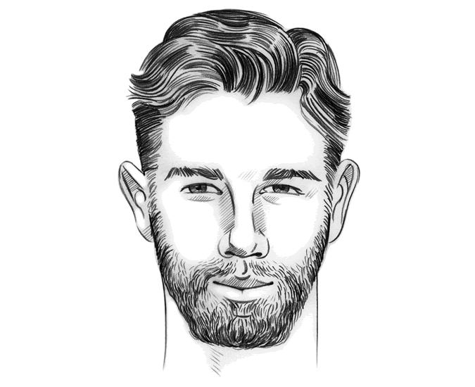 Penteados com rosto de coração para homens