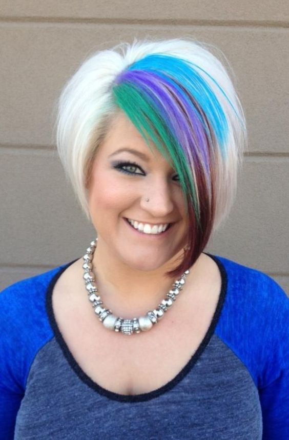 corte de cabelo assimétrico para meninas obesas