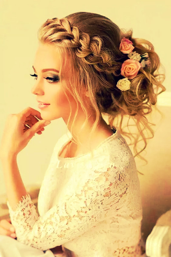 Penteados bouclé com fita de trança francesa