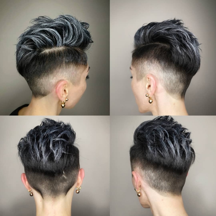 Cor do cabelo preto acinzentado