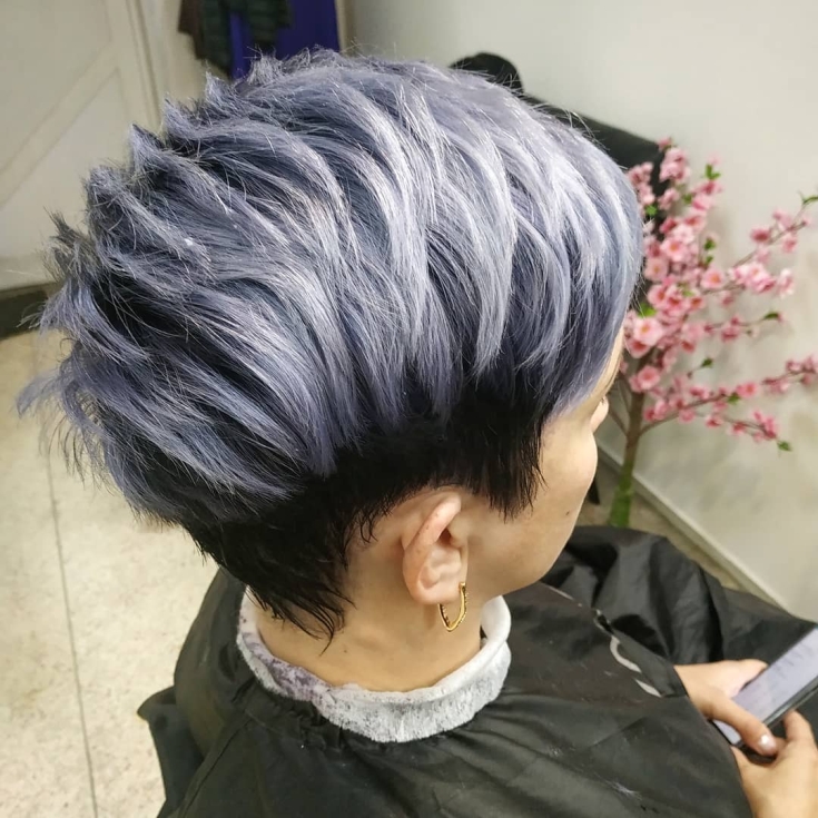 Cor do cabelo preto acinzentado