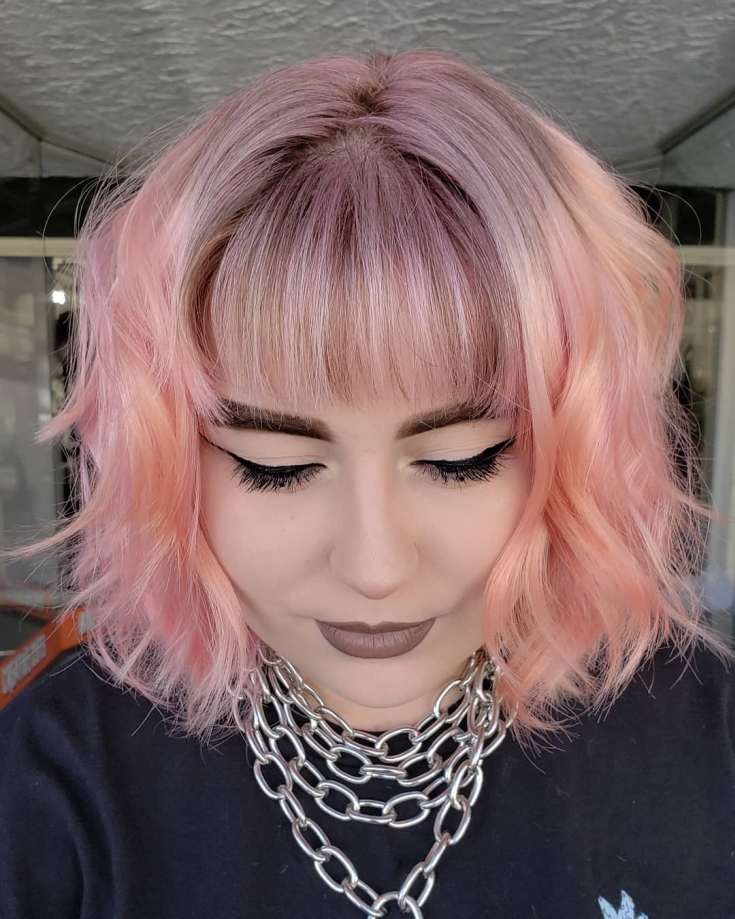 Cor do cabelo loiro rosa