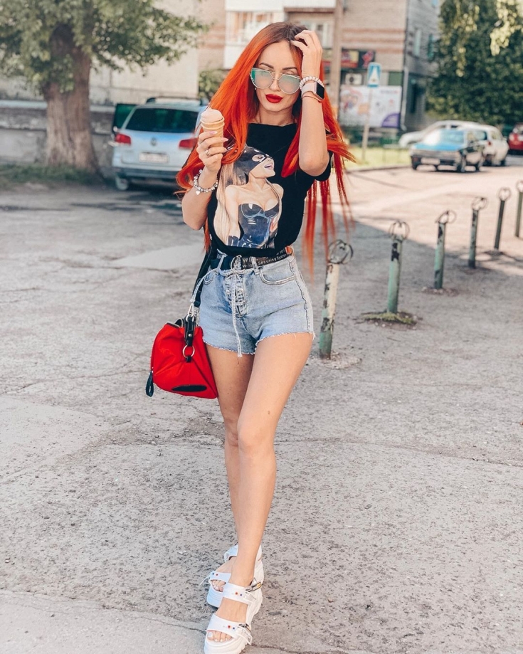 Cabelo preto e ruivo