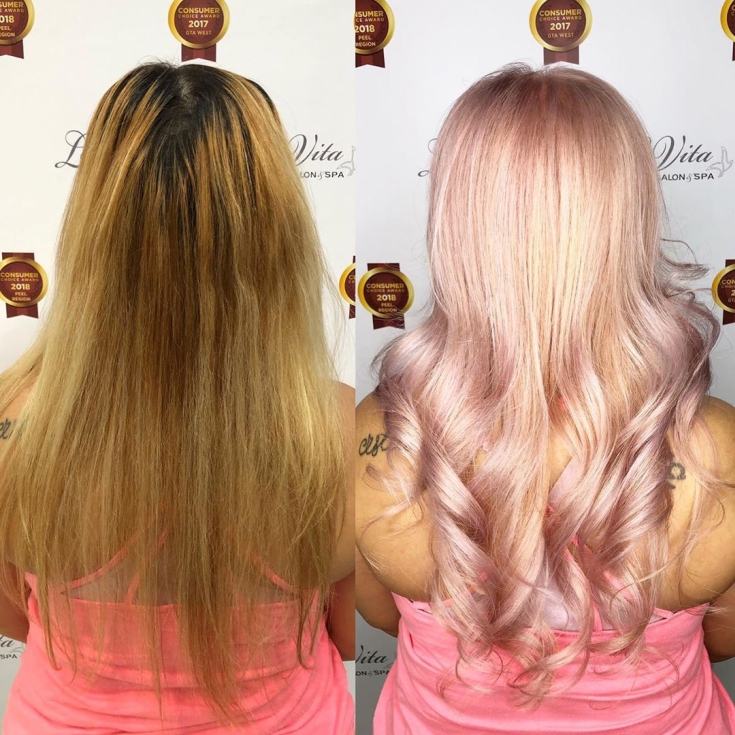 Cor do cabelo loiro rosa