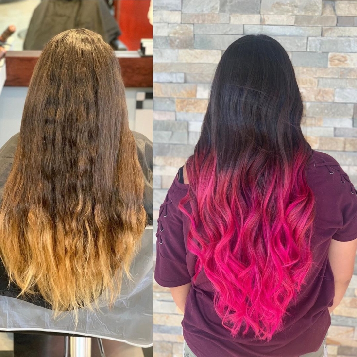 Cabelo castanho-rosado