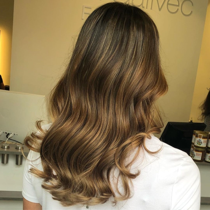 Foto colorida de cabelo castanho claro