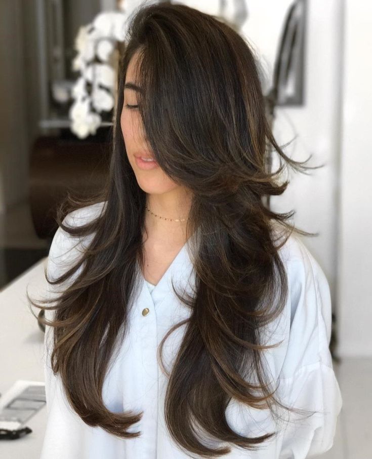 Cascata de corte de cabelo para cabelos longos