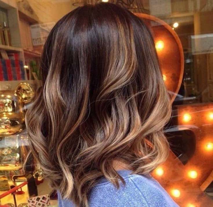 (+180 fotos) Shatush em cabelos escuros de comprimento médio