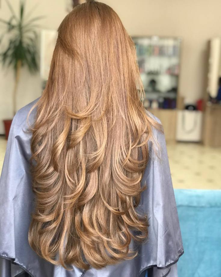 Cascata de corte de cabelo para cabelos longos