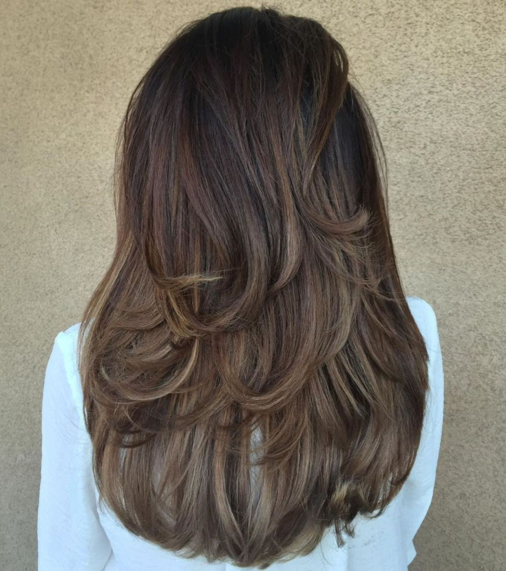 Cascata de corte de cabelo para cabelos longos