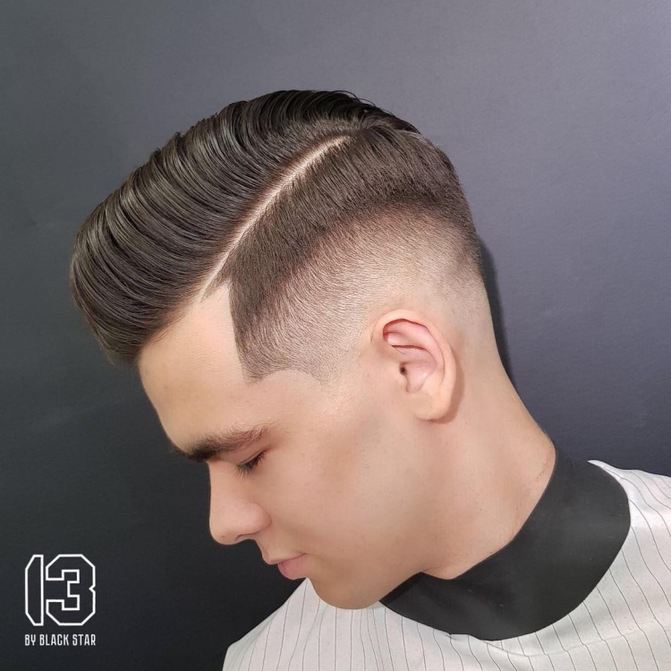 Cortes de cabelo masculinos com têmporas raspadas com nomes e exemplos
