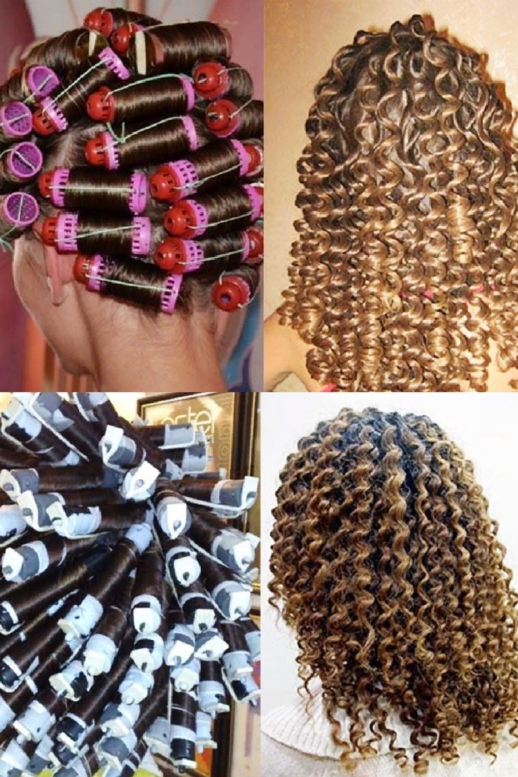 Bobinas de cabelo com permanente