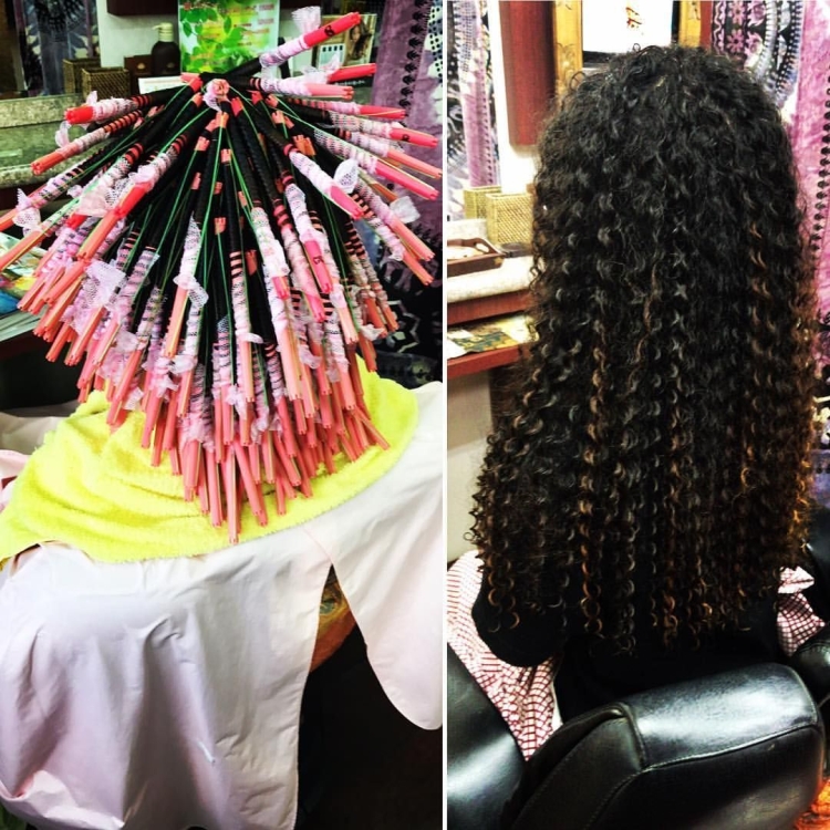 Bobinas de cabelo com permanente