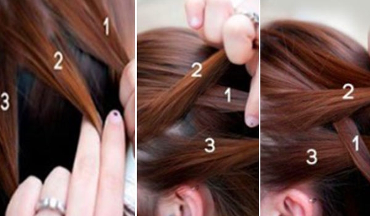 Trança invertida para tecer instruções passo a passo