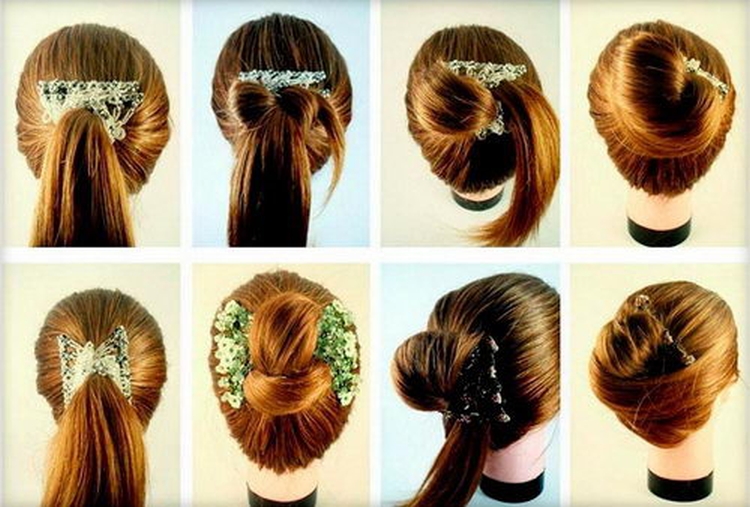 Penteado com grampo de cabelo com presilhas