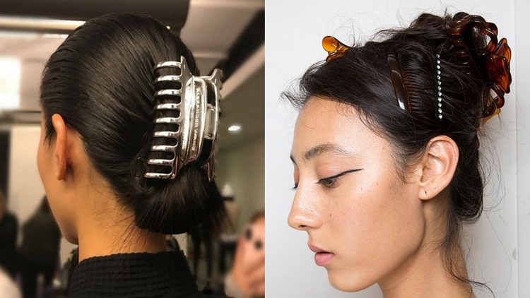 Penteado com grampo de cabelo com presilhas