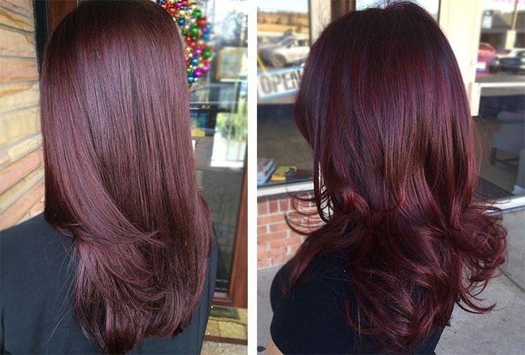 Foto colorida de cabelo mogno