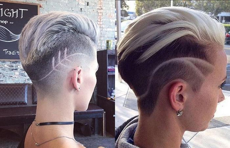 Desenho na parte de trás da cabeça raspada em meninas