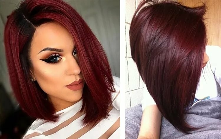 Foto colorida de cabelo mogno