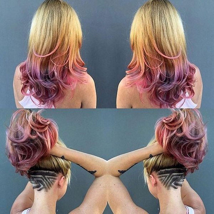 Desenho na parte de trás da cabeça raspada em meninas