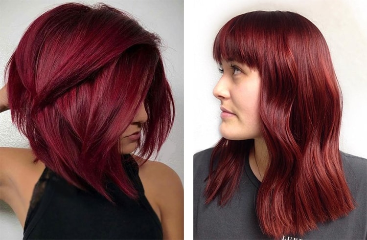 Foto colorida de cabelo mogno